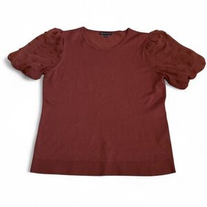 Adrianna Papell Rust Puff Sleeve Blouse